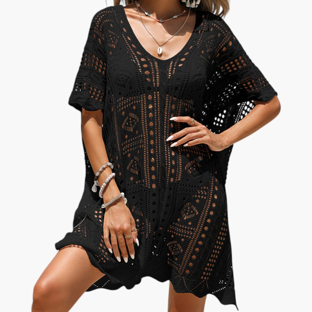 Couverture de plage femme a col en V et manches courtes