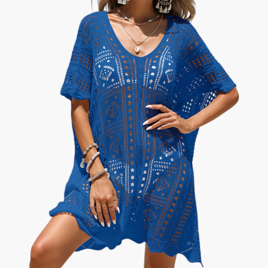 Couverture de plage femme a col en V et manches courtes