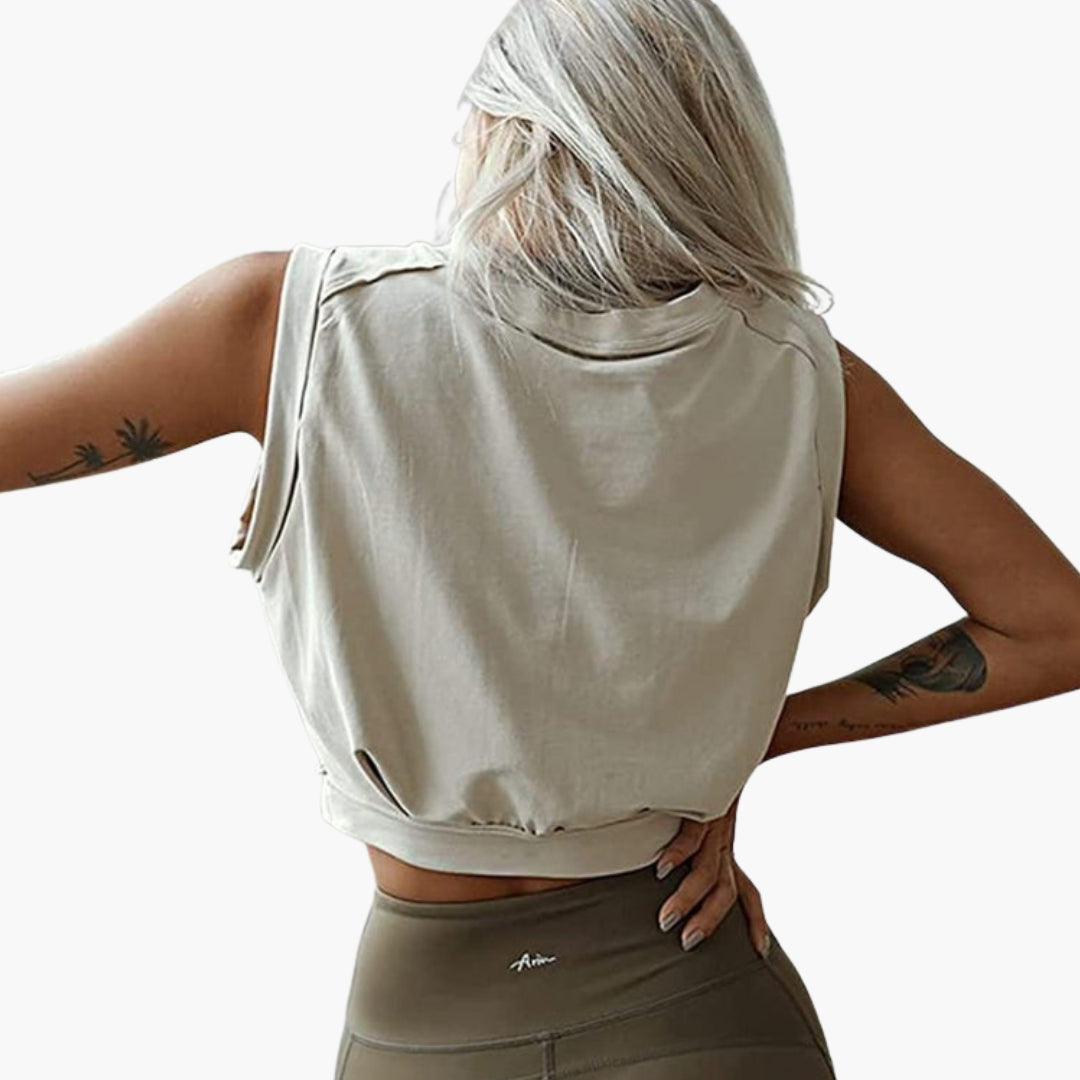 Crop top til kvinder med rund hals og ærmeløs pasform