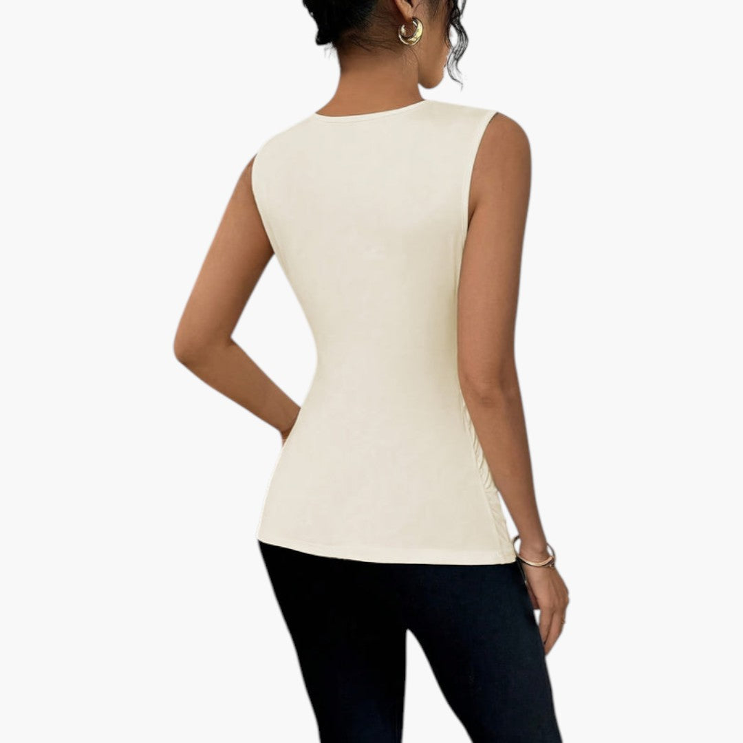 Débardeur Femme a Encolure Asymétrique et Devant Drapé