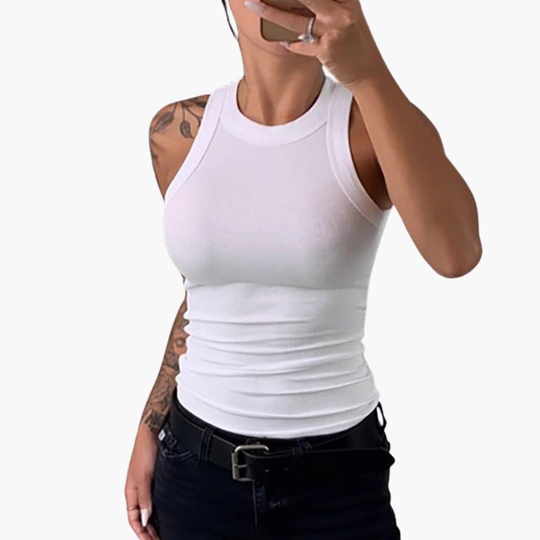 Women's Tank Top with Round Neck and Sleeveless Cut