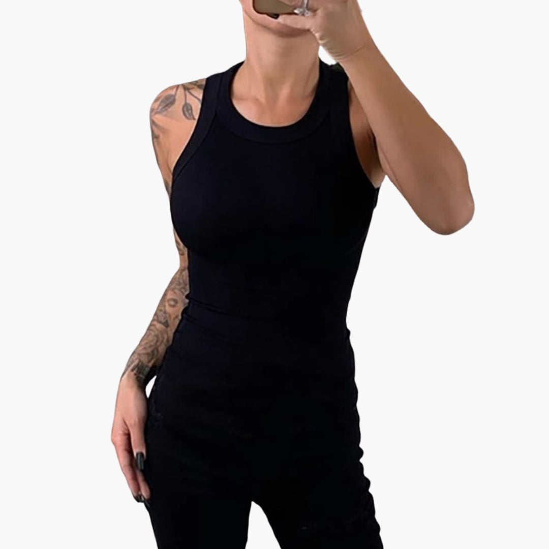 Women's Tank Top with Round Neck and Sleeveless Cut