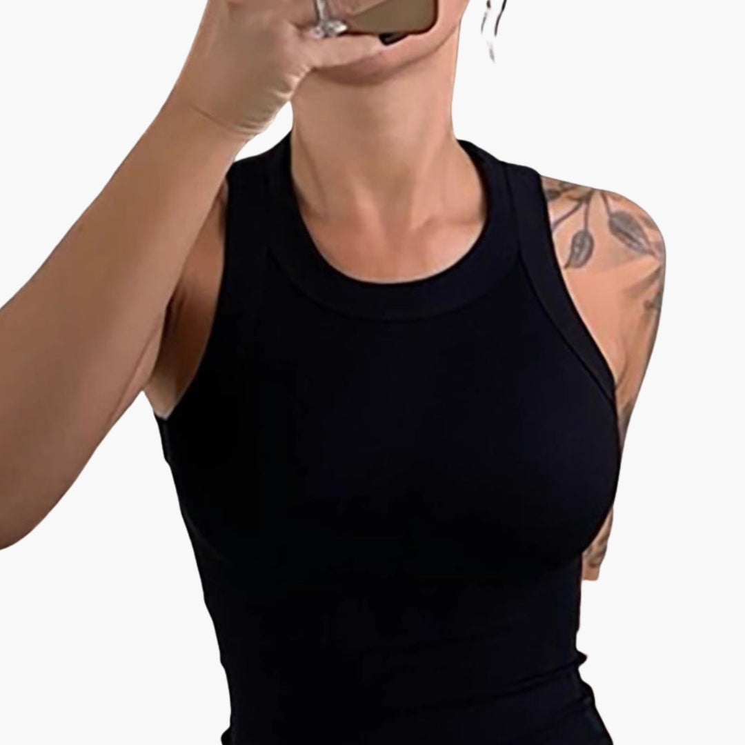 Women's Tank Top with Round Neck and Sleeveless Cut