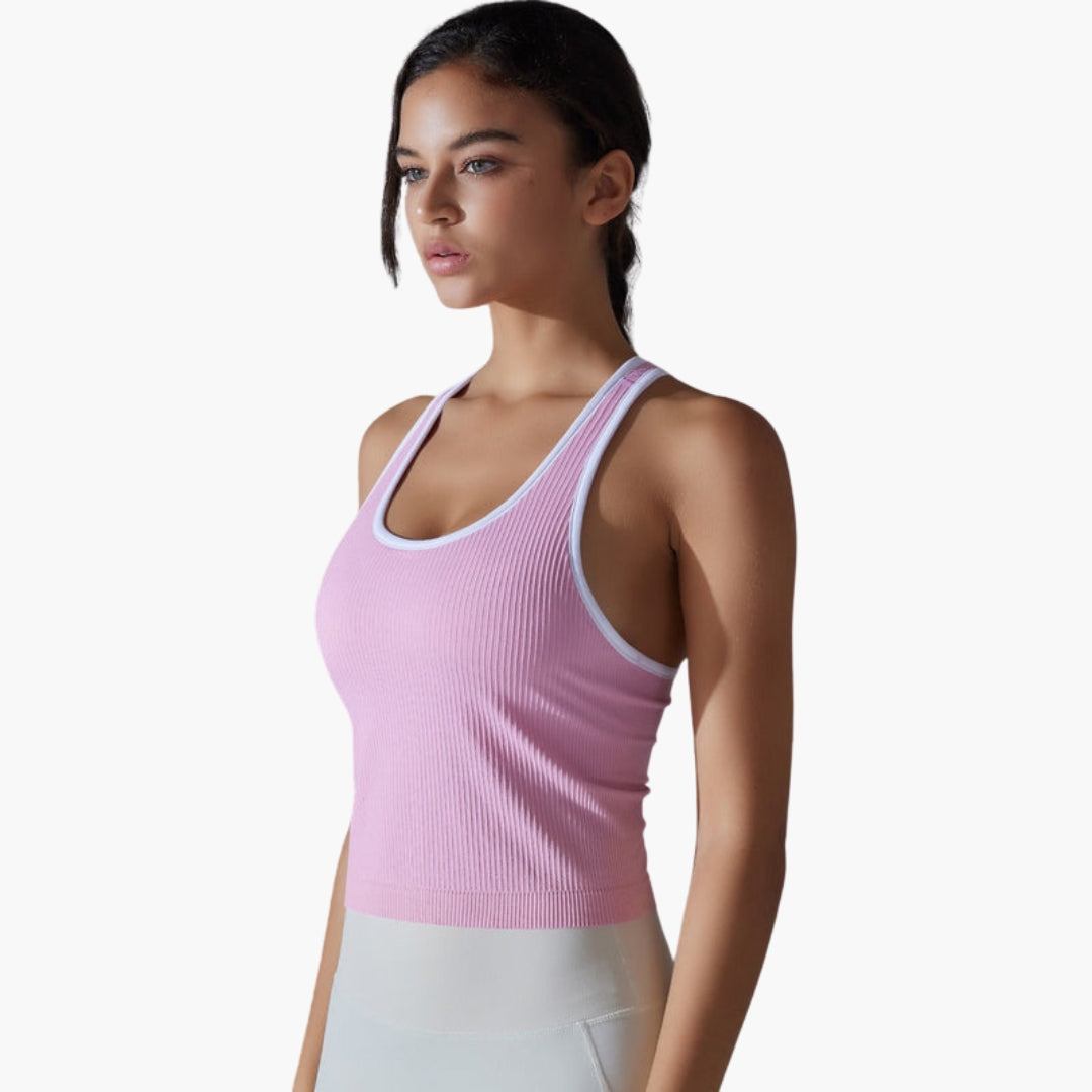 Débardeur de sport femme à surface côtelée sans manches