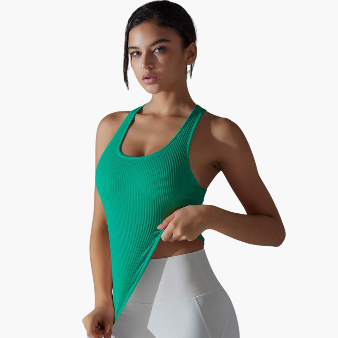 Débardeur de sport femme à surface côtelée sans manches