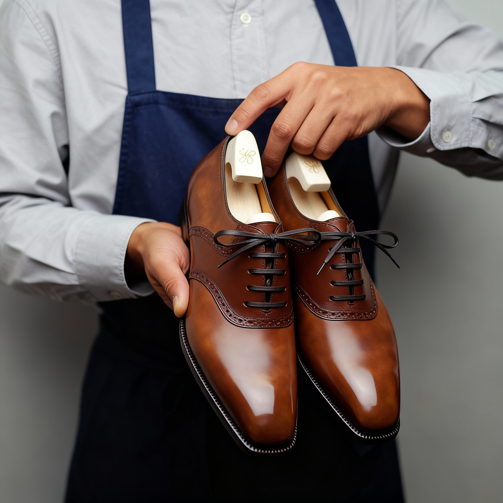 Elowen | Miesten nahkaiset tan-väriset Oxfords-kengät