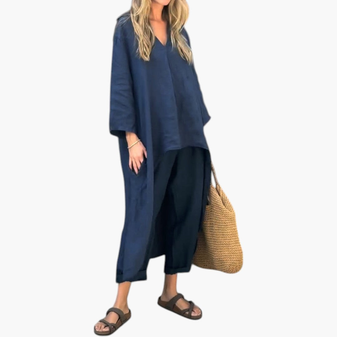 Ensemble Femme Deux Pièces avec Manches Courtes et Taille Élastique
