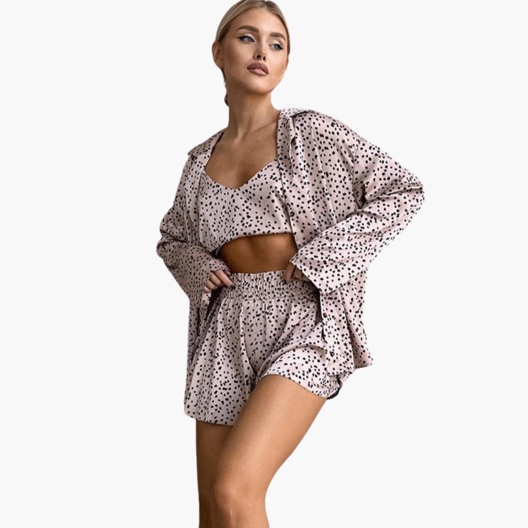 Ensemble Femme Été à Manches Courtes avec Haut à Boucle
