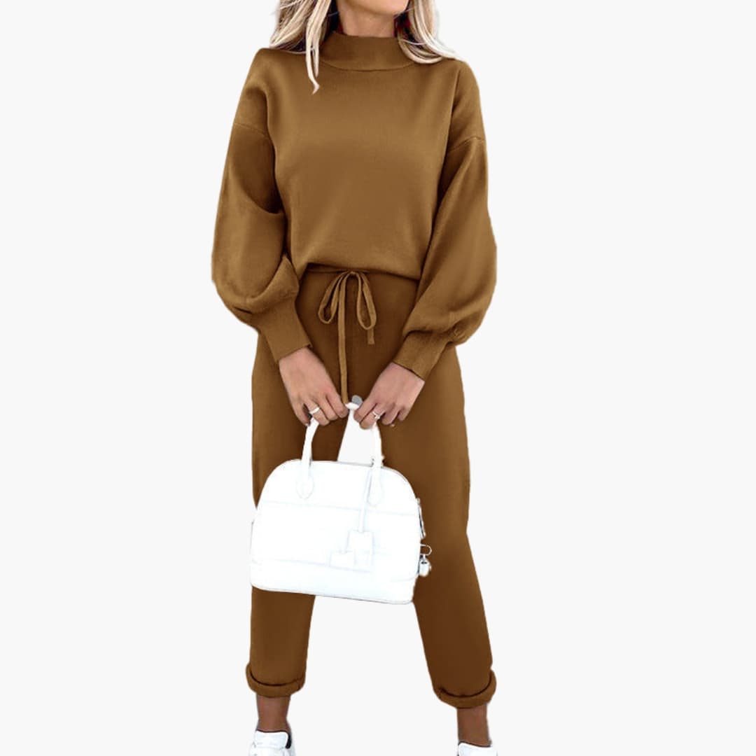 Loungewear sæt til kvinder med oversized trøje og joggingbukser med høj talje