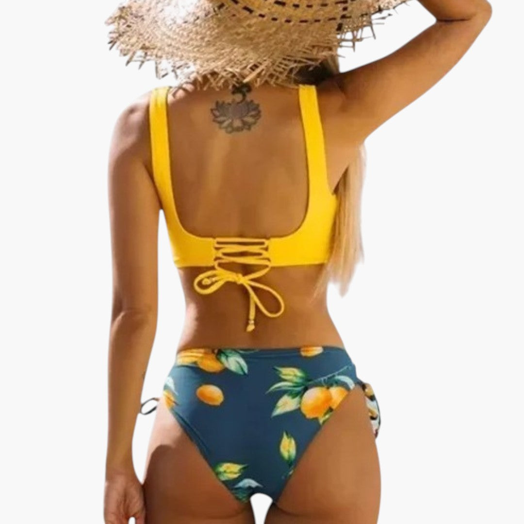 Ensemble bikini femme à croisillons a imprimé floral