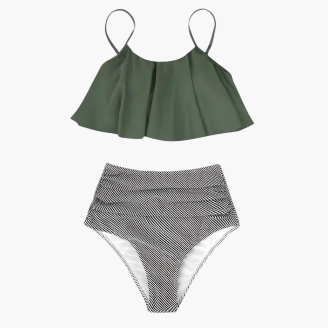 Conjunto de bikini para mujer con top de volantes