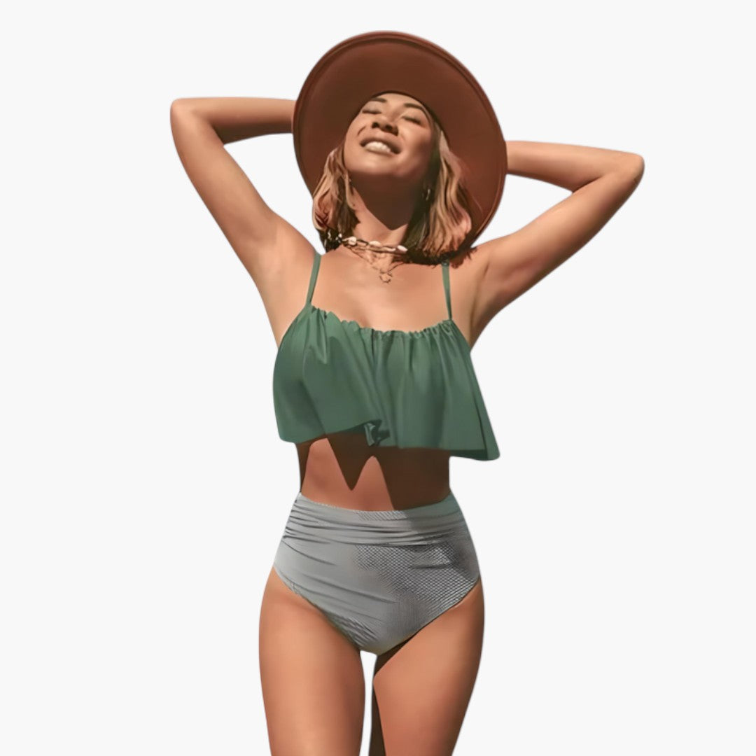 Conjunto de bikini para mujer con top de volantes