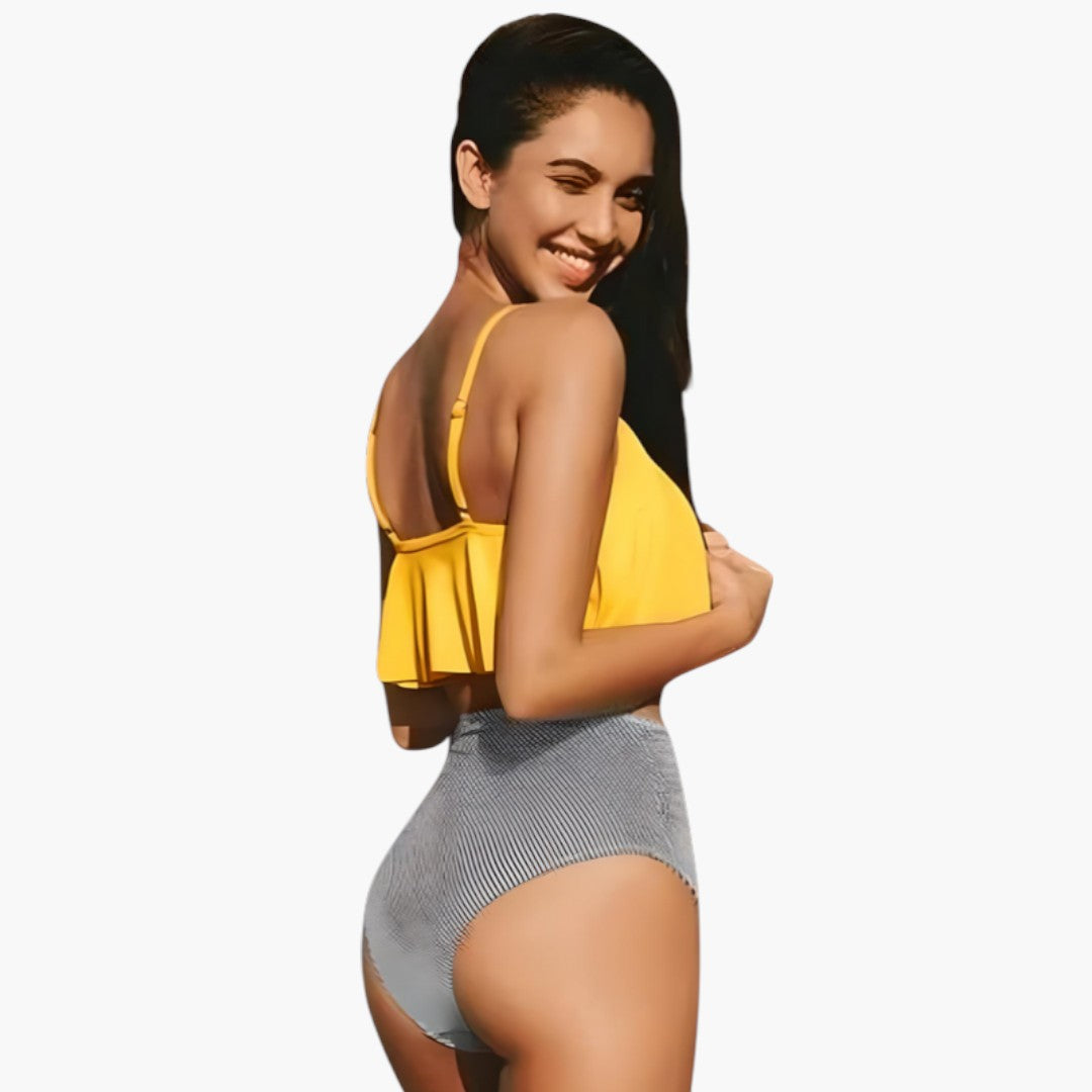 Conjunto de bikini para mujer con top de volantes