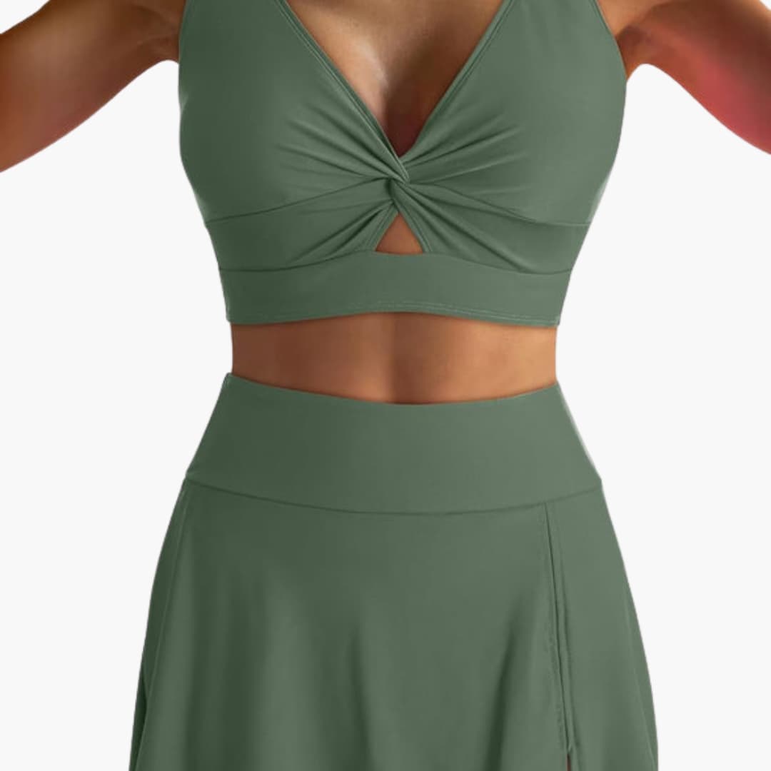 Women's bikini set with wrap top and skirt