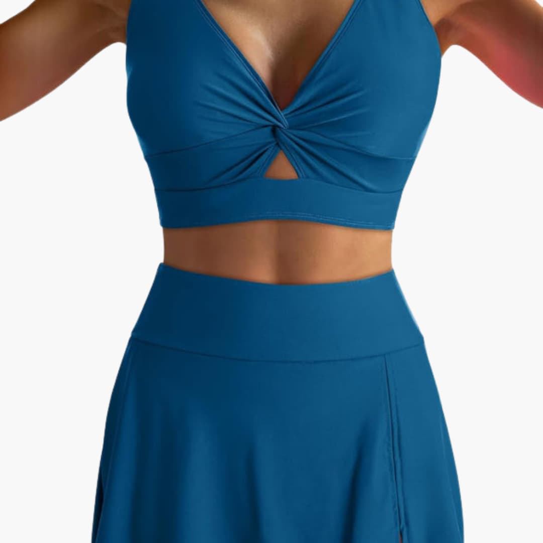 Women's bikini set with wrap top and skirt