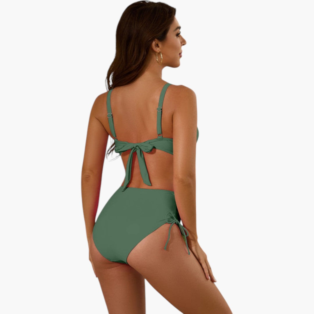 Bikini sæt til kvinder med top med delt skulderstrop