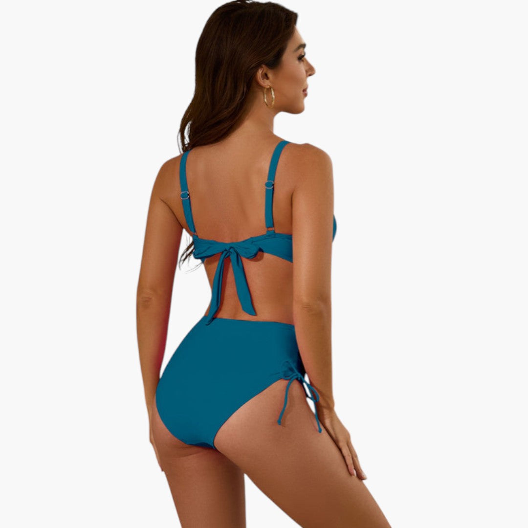 Bikini sæt til kvinder med top med delt skulderstrop