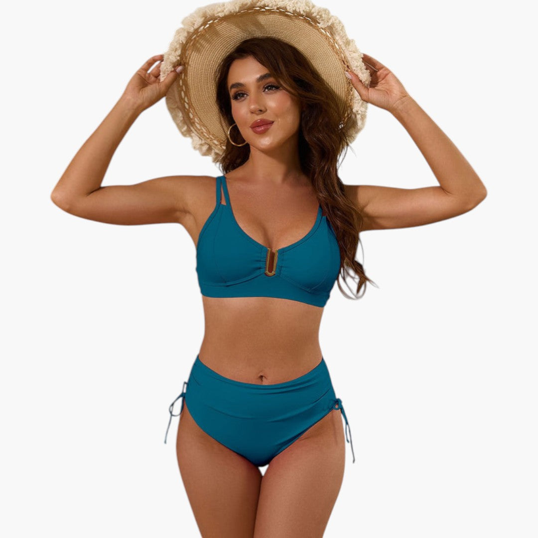 Bikini sæt til kvinder med top med delt skulderstrop