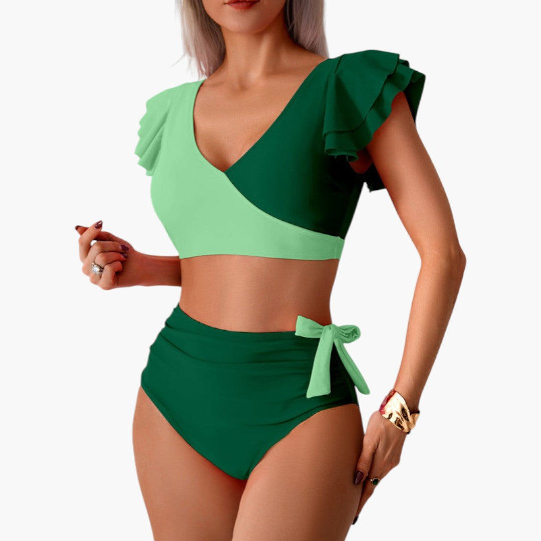 Conjunto de bikini para mujer con mangas con volantes