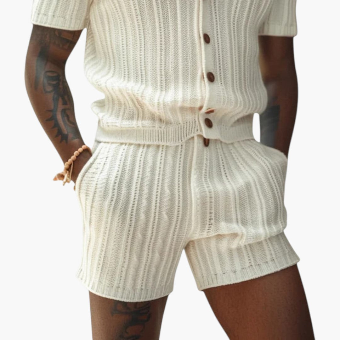 Ensemble d'été en maille hommes a polo manches courtes