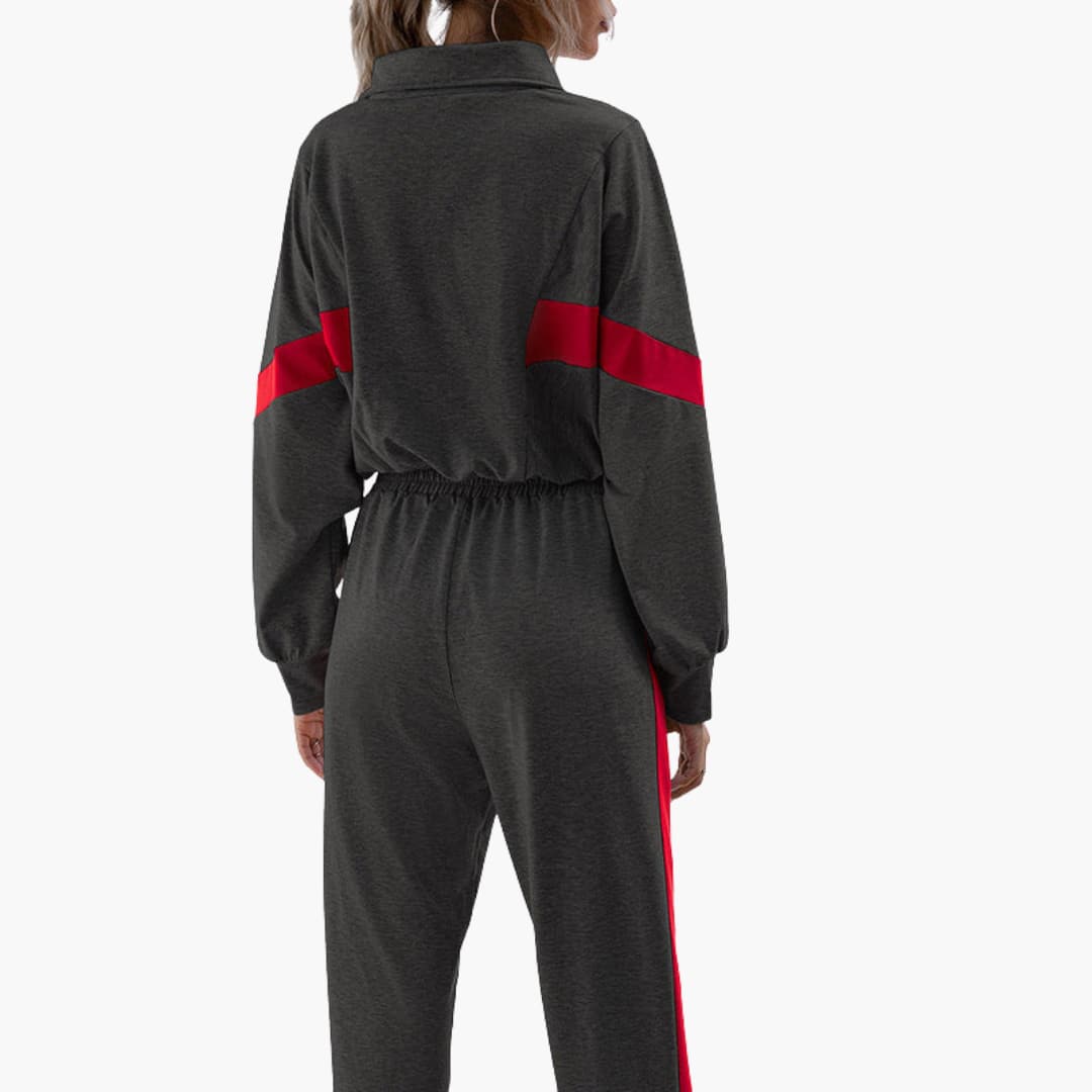Conjunto deportivo para mujer con cuello con cremallera y puños elásticos