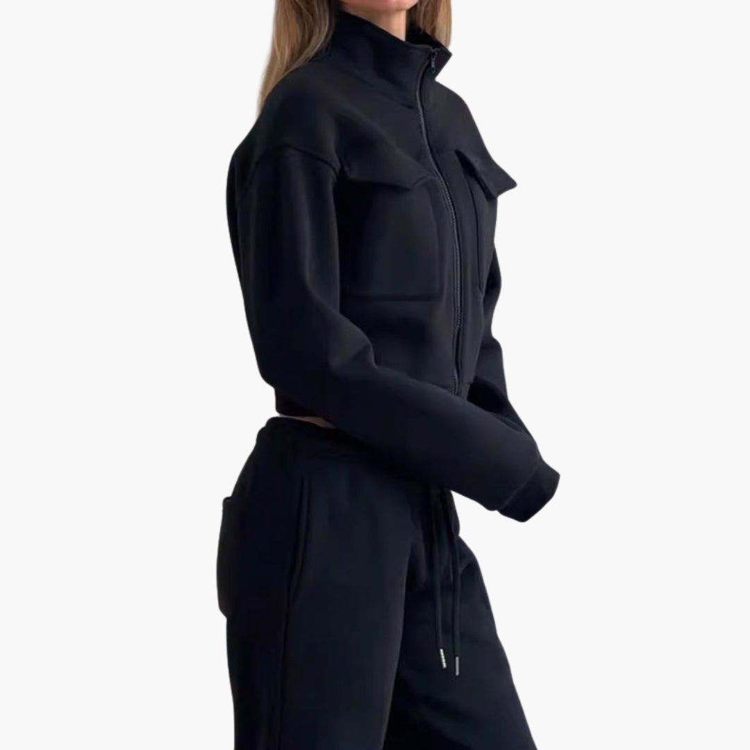 Ensemble détente femme avec haut zippé et pantalon large