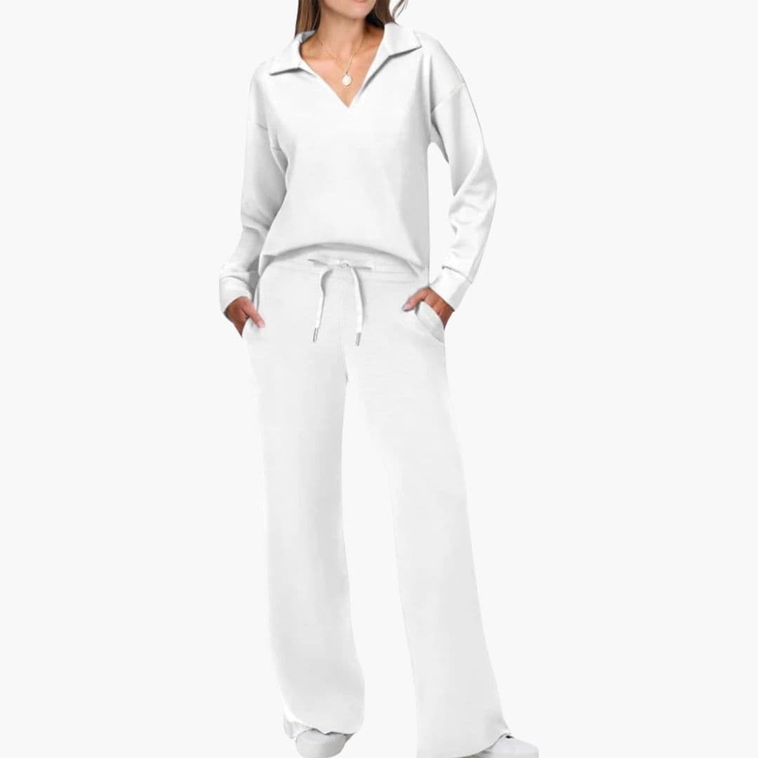 Ensemble deux pièces femme avec haut col en V