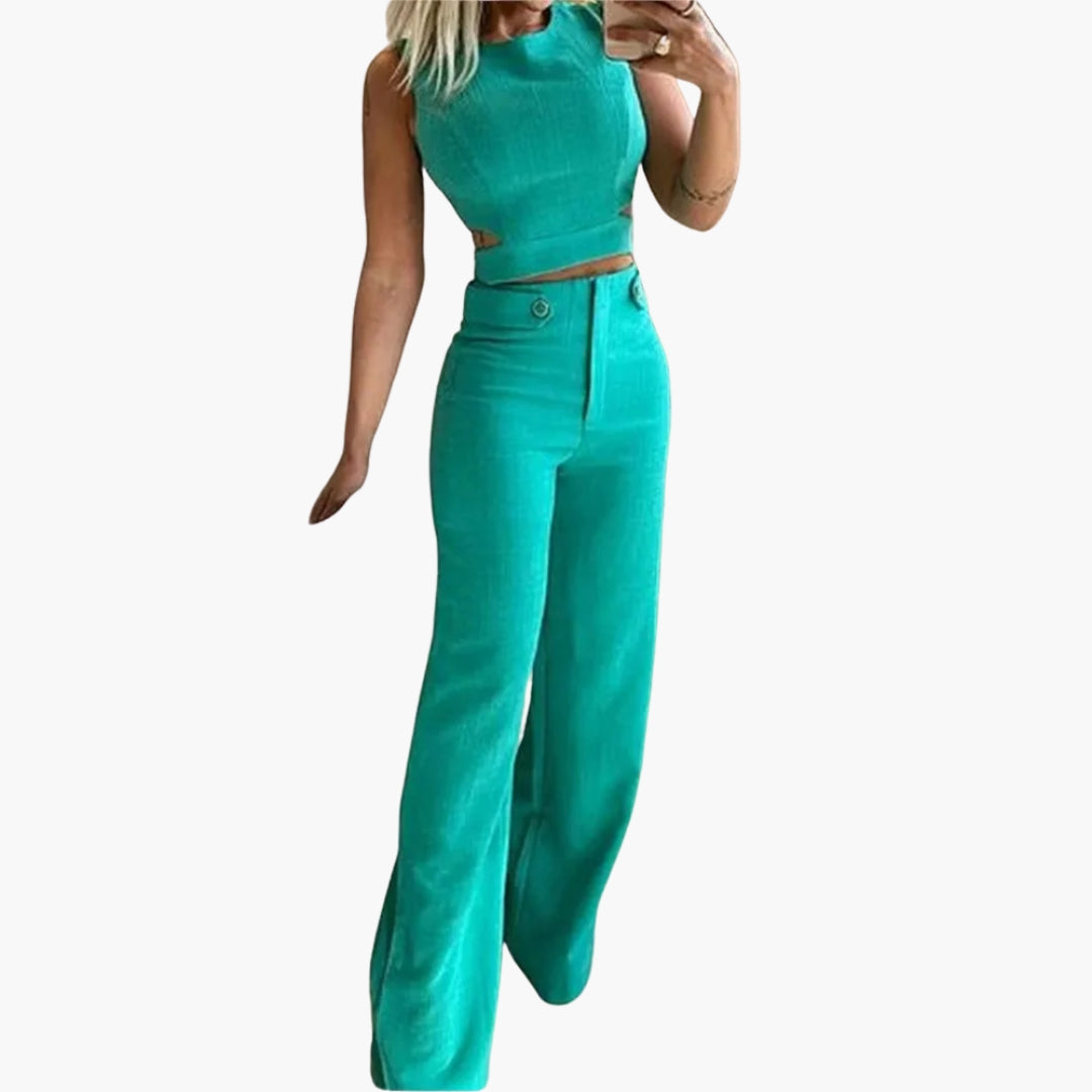 Ensemble deux pièces femme avec pantalon large