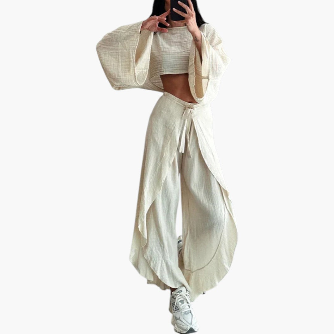 Ensemble deux pièces femme avec pantalon portefeuille