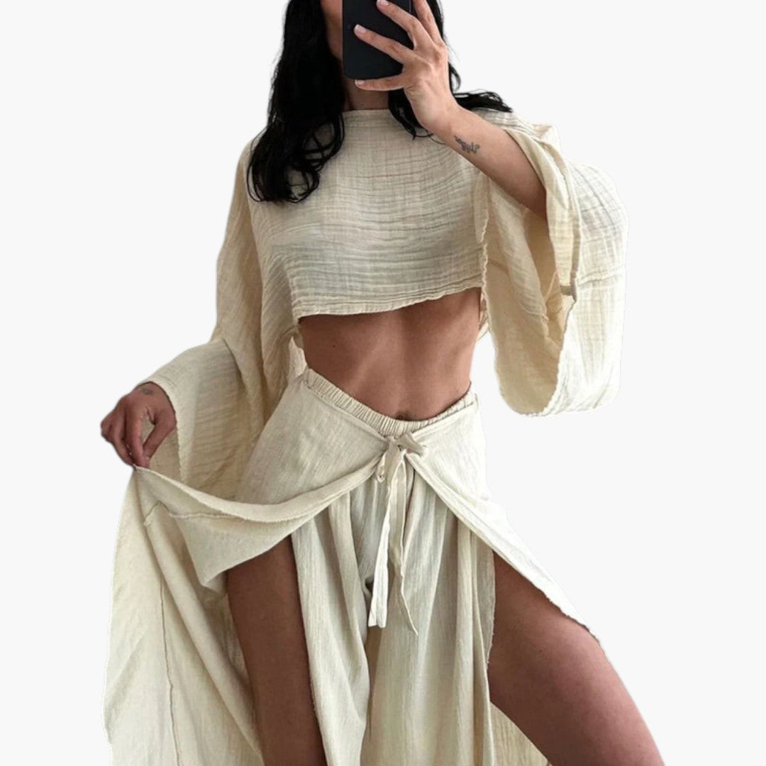 Ensemble deux pièces femme avec pantalon portefeuille