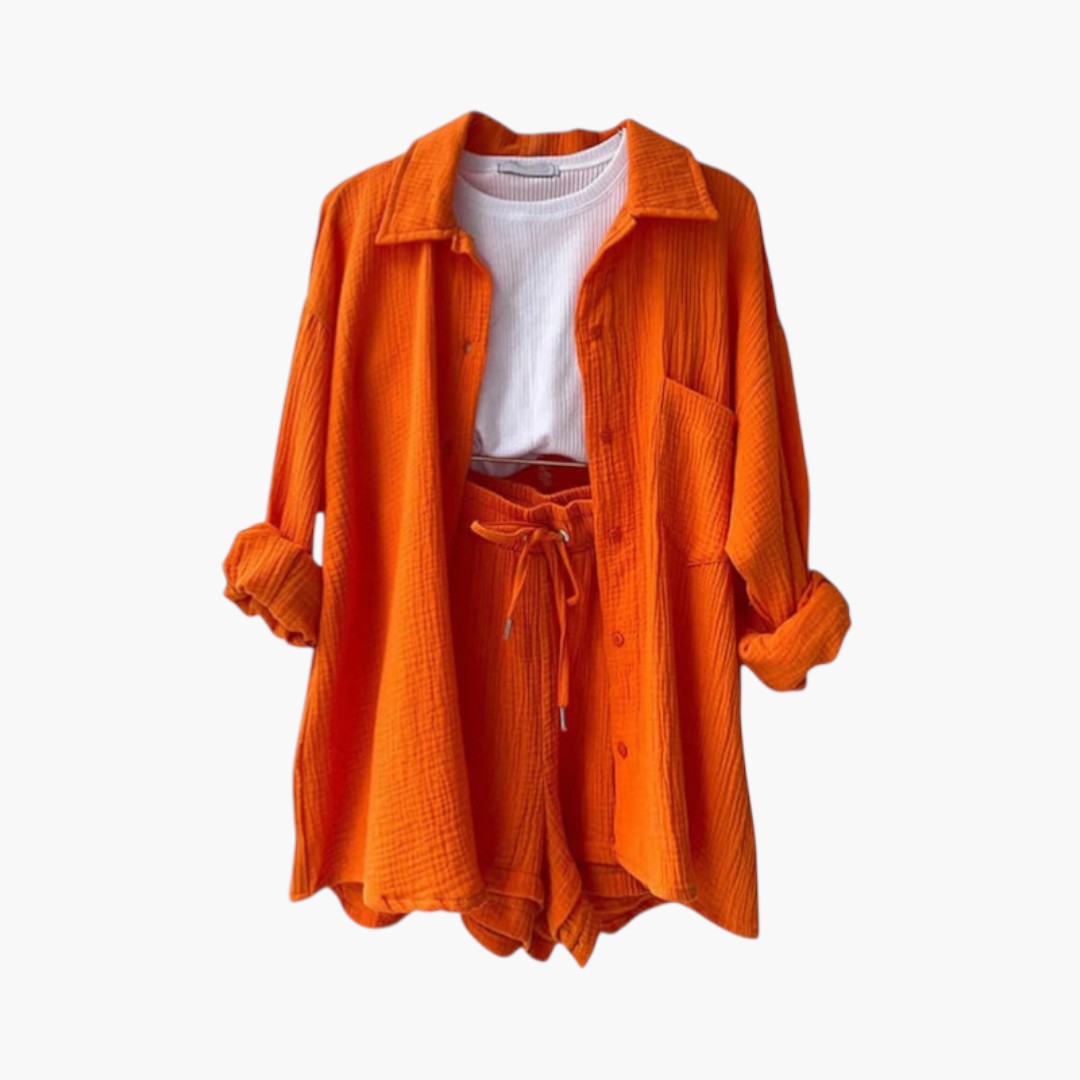 Ensemble deux pièces femmes a chemise à boutons