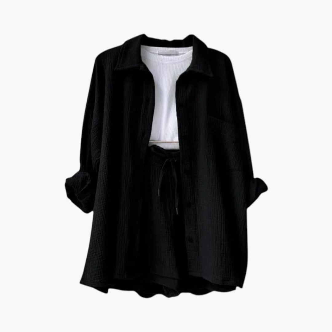 Ensemble deux pièces femmes a chemise à boutons