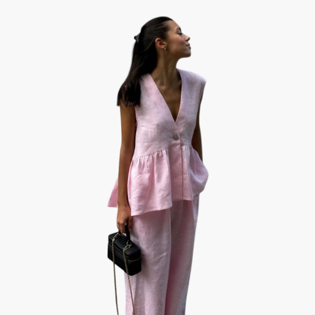 Ensemble été pour femmes avec haut col en V profond