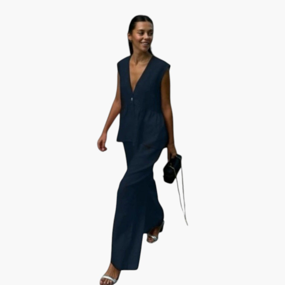 Ensemble été pour femmes avec haut col en V profond