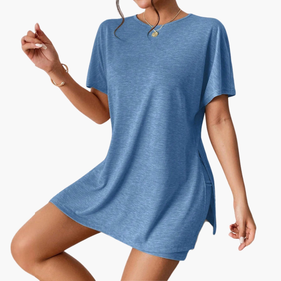 Ensemble femme T shirt et short avec manches courtes