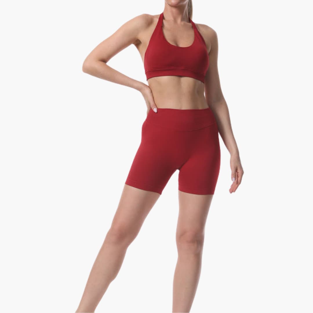 Sport-BH- und Shorts-Set für Damen mit Racerback und elastischem Bund