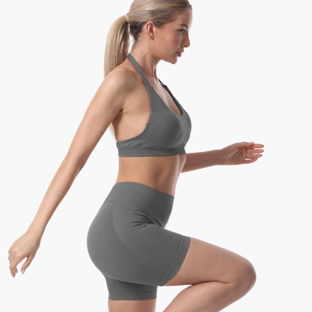 Sport-BH- und Shorts-Set für Damen mit Racerback und elastischem Bund