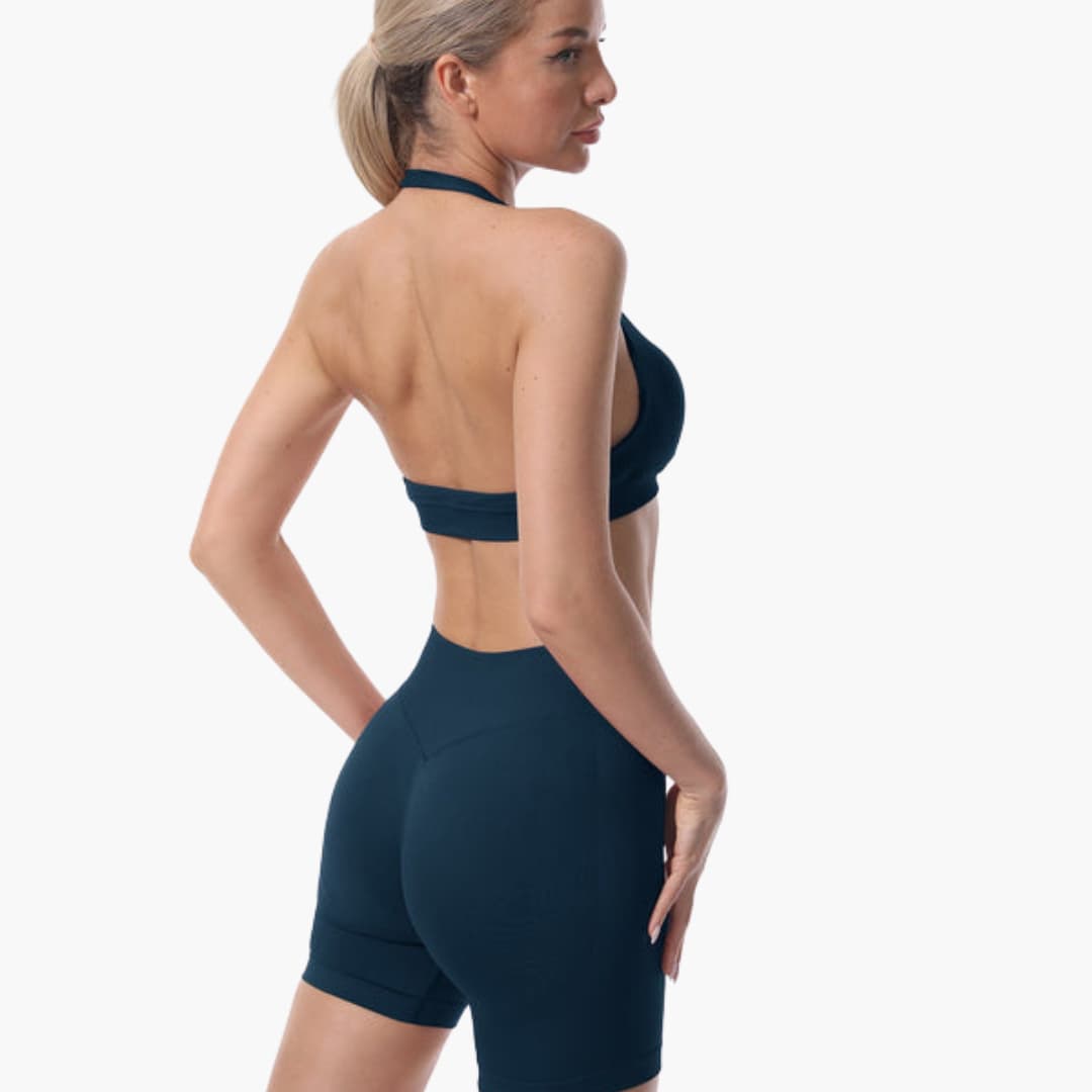 Sport-BH- und Shorts-Set für Damen mit Racerback und elastischem Bund