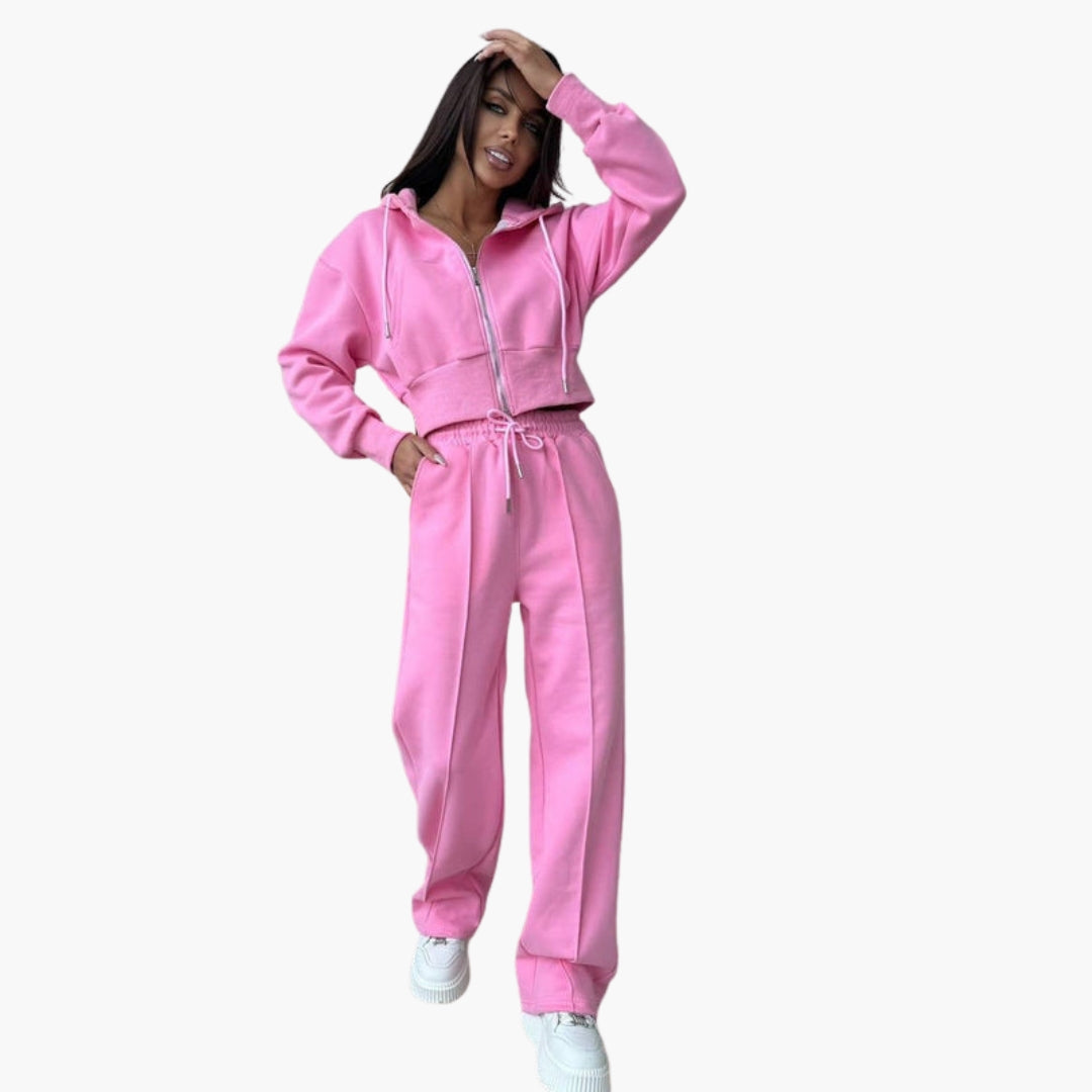 Ensemble sport femme avec sweat à capuche court