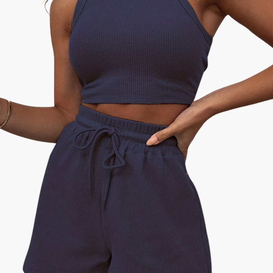 Women's sportswear set with racerback top and shorts