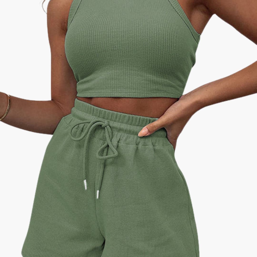 Women's sportswear set with racerback top and shorts