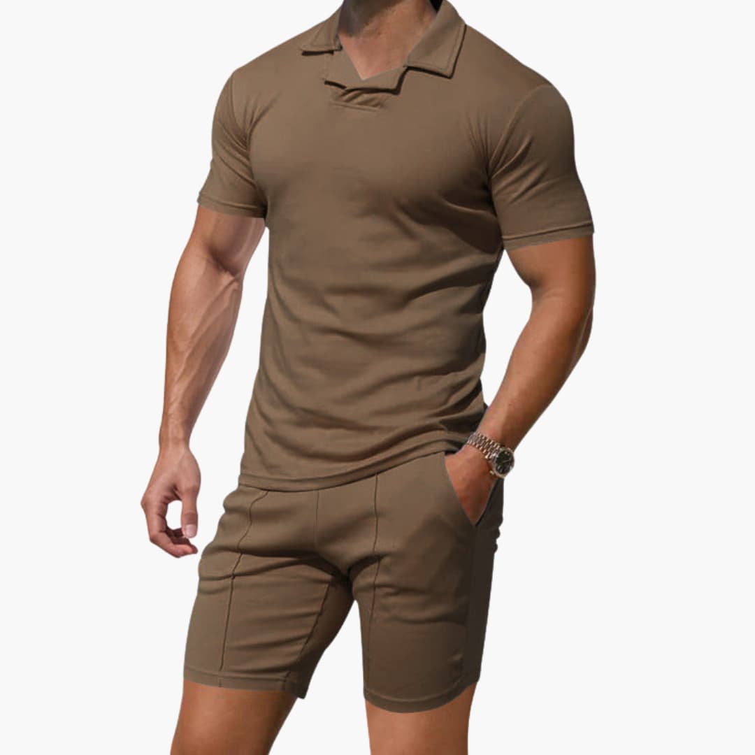 Herren-Sportensemble mit kurzärmeligem Oberteil und Shorts mit elastischem Bund