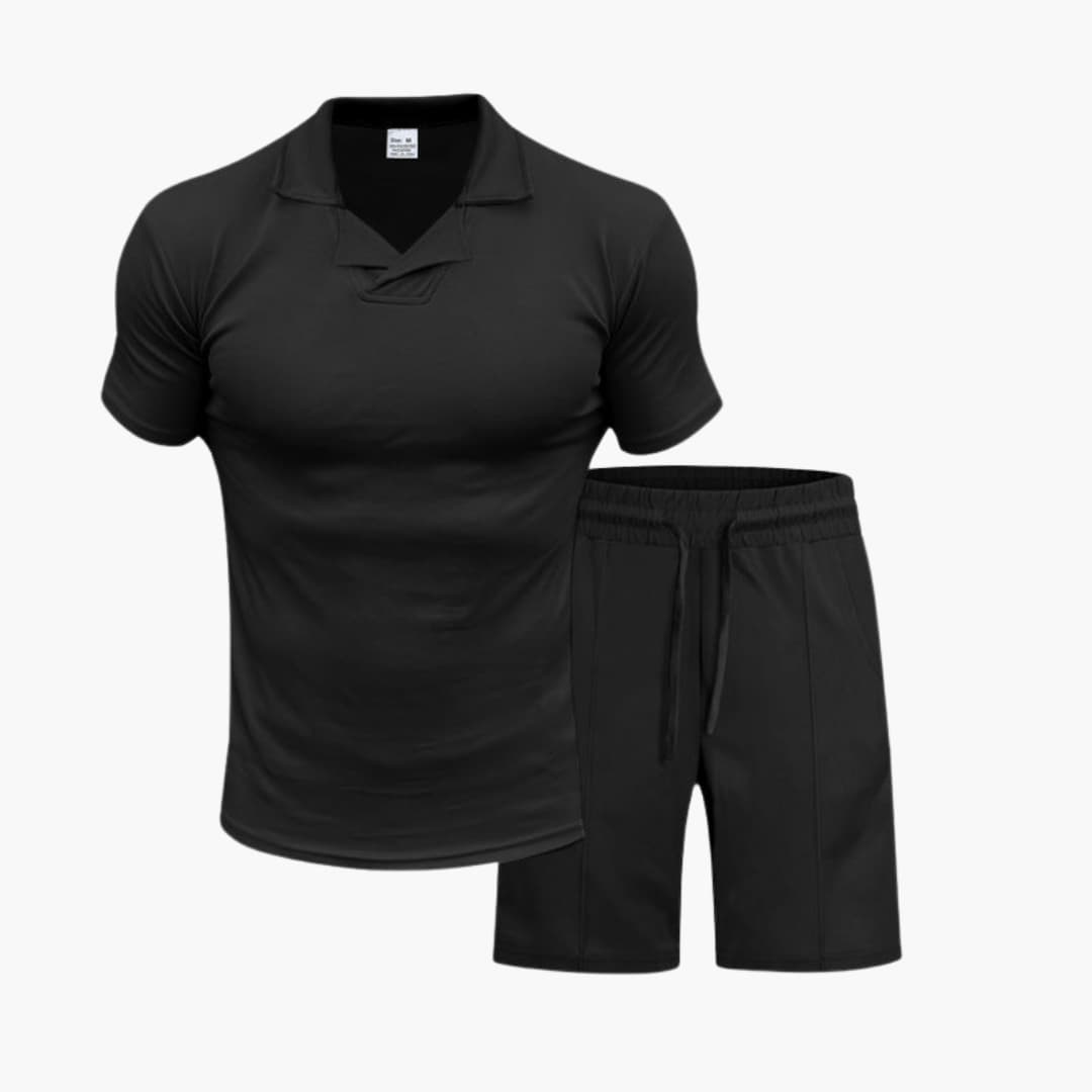Herren-Sportensemble mit kurzärmeligem Oberteil und Shorts mit elastischem Bund