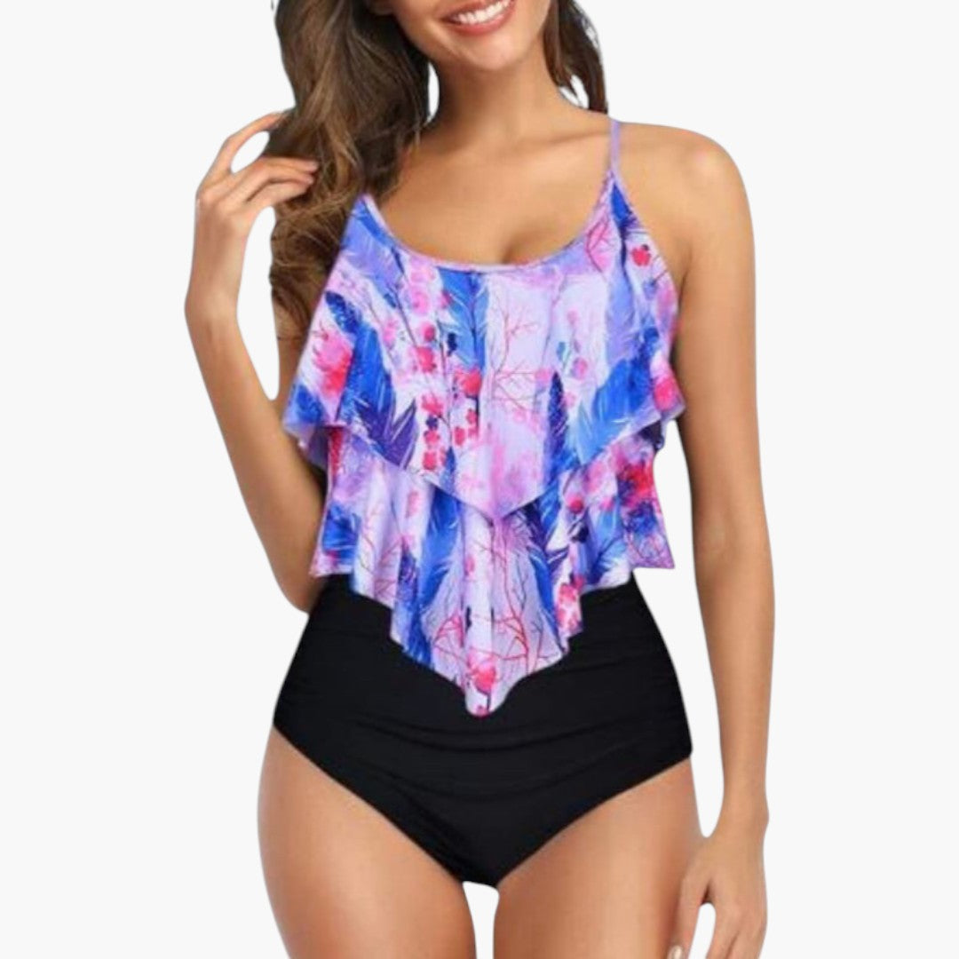 Ensemble tankini femmes a haut à volants