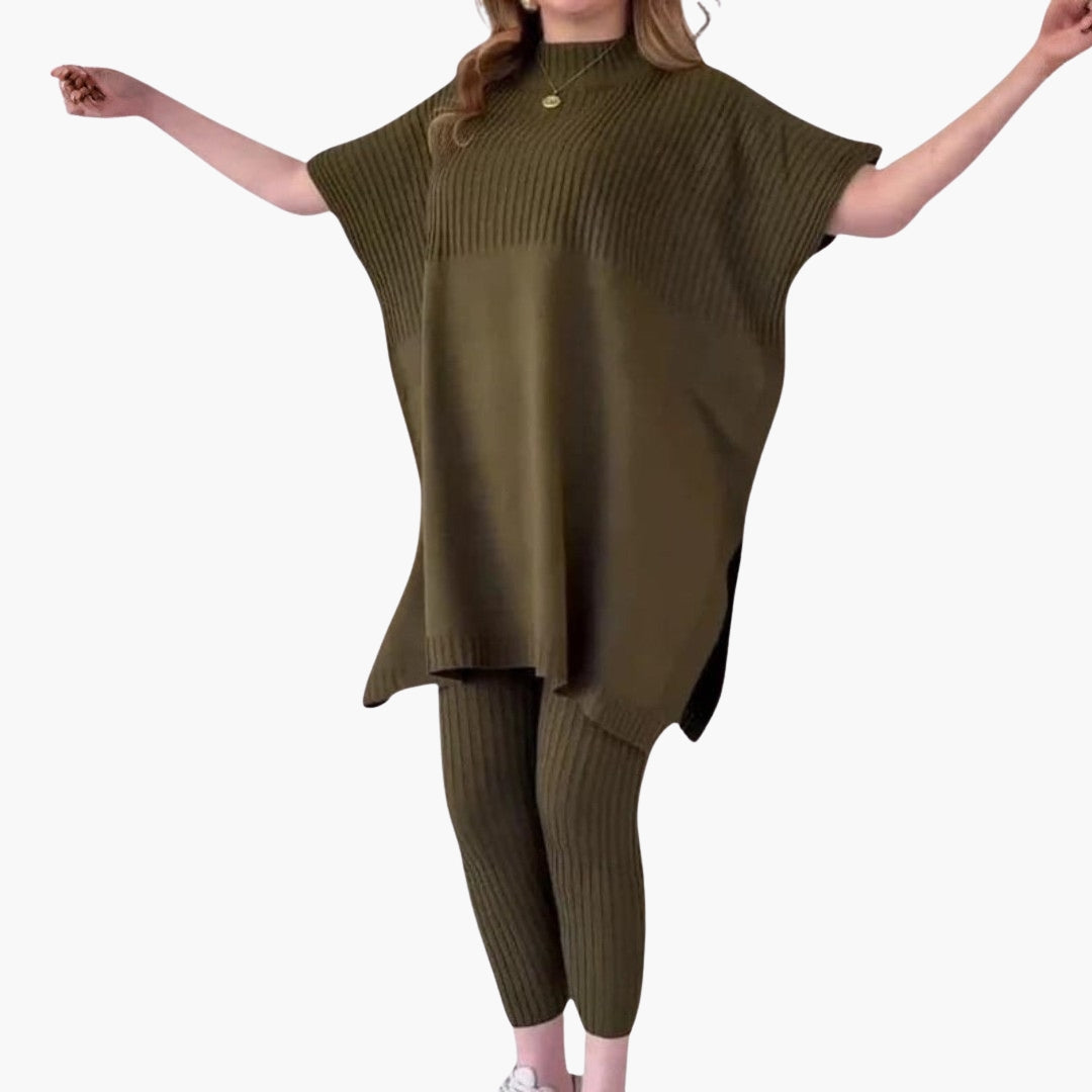 Ensemble tricot femmes avec manches courtes et leggings