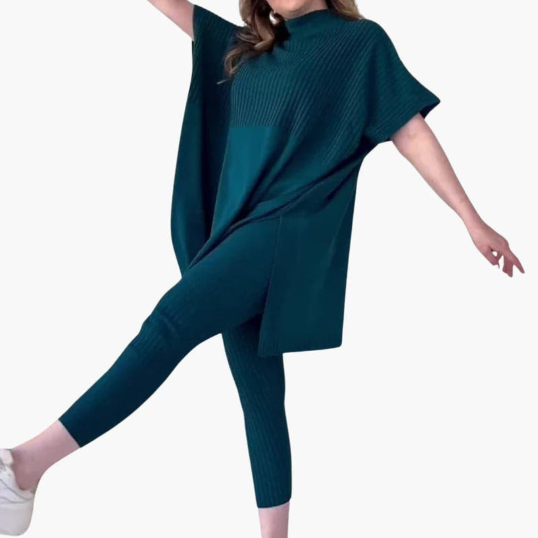 Ensemble tricot femmes avec manches courtes et leggings