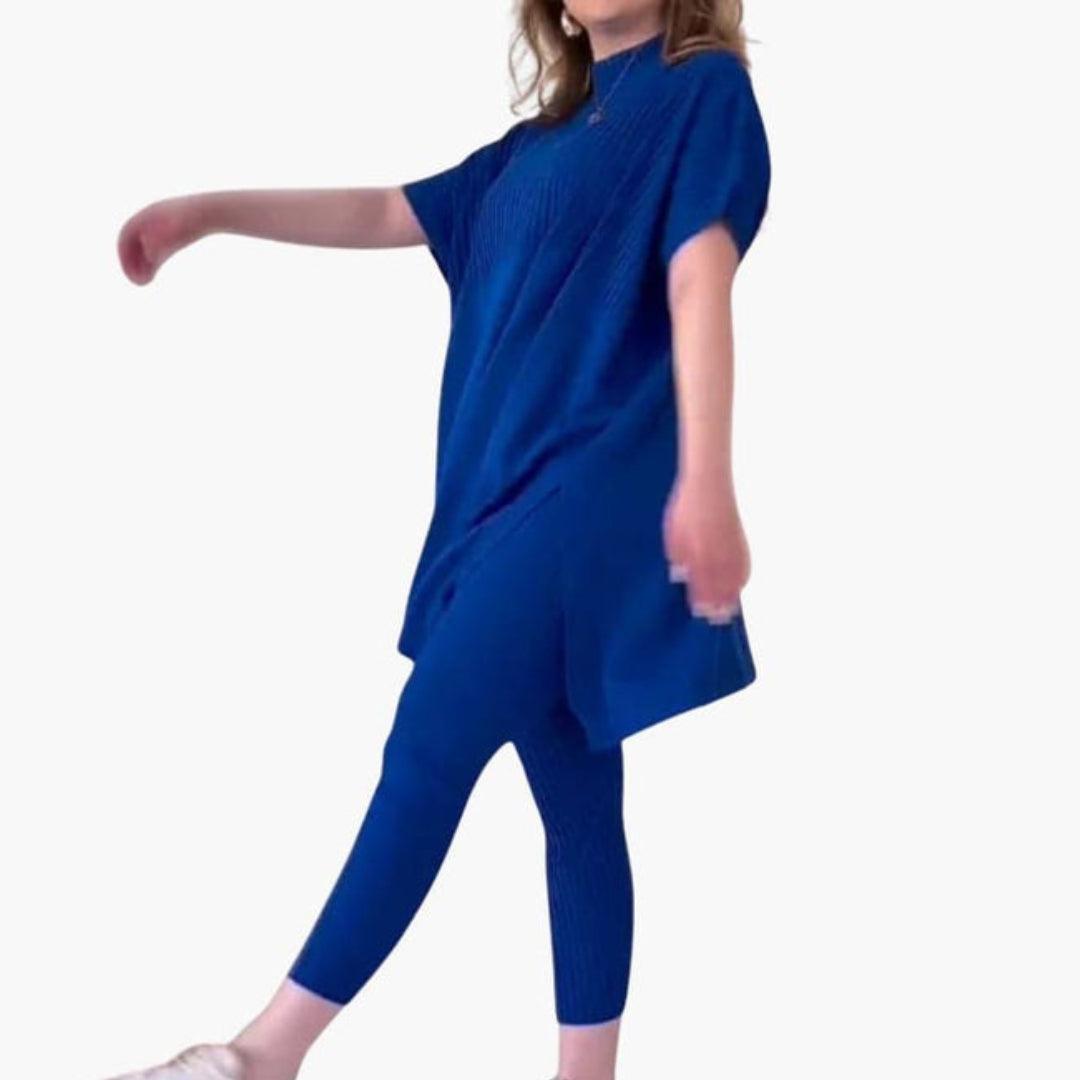 Ensemble tricot femmes avec manches courtes et leggings