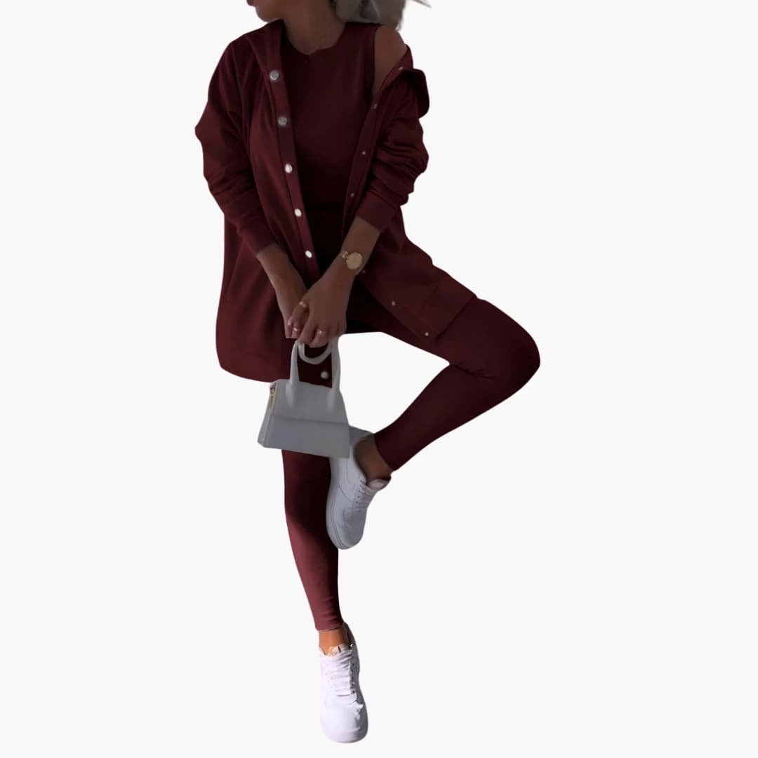 Damen Dreiteiliges Ensemble mit langem Hemd und enger Hose