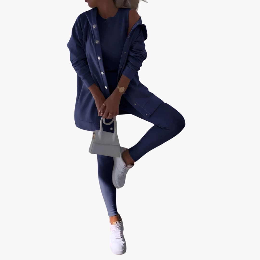Damen Dreiteiliges Ensemble mit langem Hemd und enger Hose