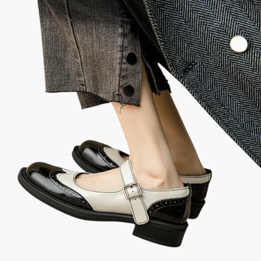 Damen Schuhe Mary Jane mit Riemchen und Brogue Niedriger Absatz